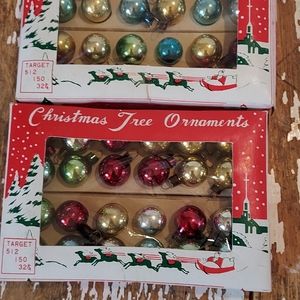 Vintage Tiny Christmas Tree Ornaments Set Of 2 Boxes